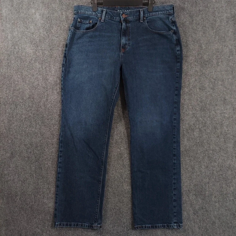 Mott & Bow Jeans Mens 35x32 Blue Dark Wash Regular Straight Stretch Denim Pants